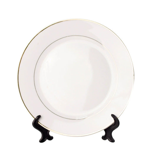 10 Inch White Ceramic Plates with Gold Edge for Banquet-10寸金边盘