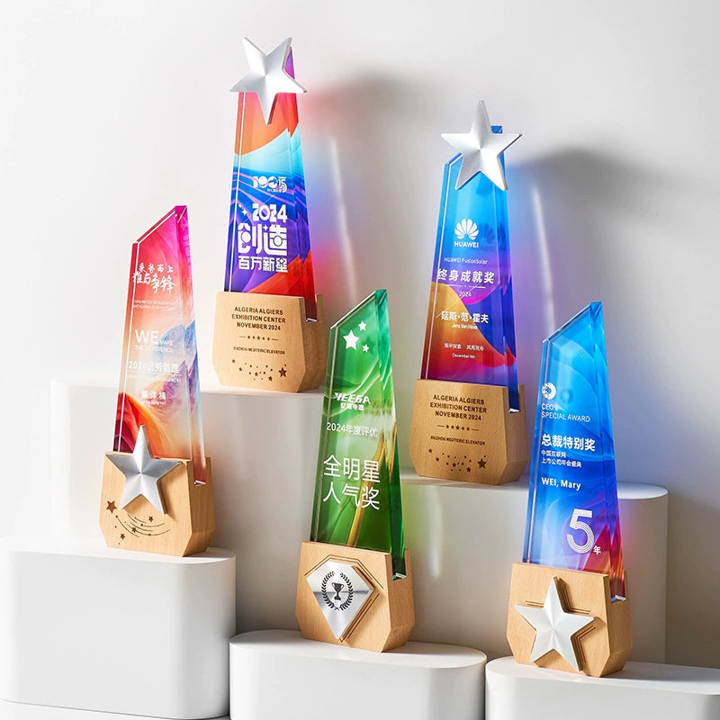&nbsp;Luxury Blank Wooden Plaques Customized Wooden Crystal Trophies-10-10款金属实木奖杯