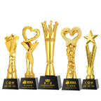 Wholesale Custom Logo Creative Resin Gold Plated Award Trophy With Black Glass Crystal Base-69款树脂奖杯