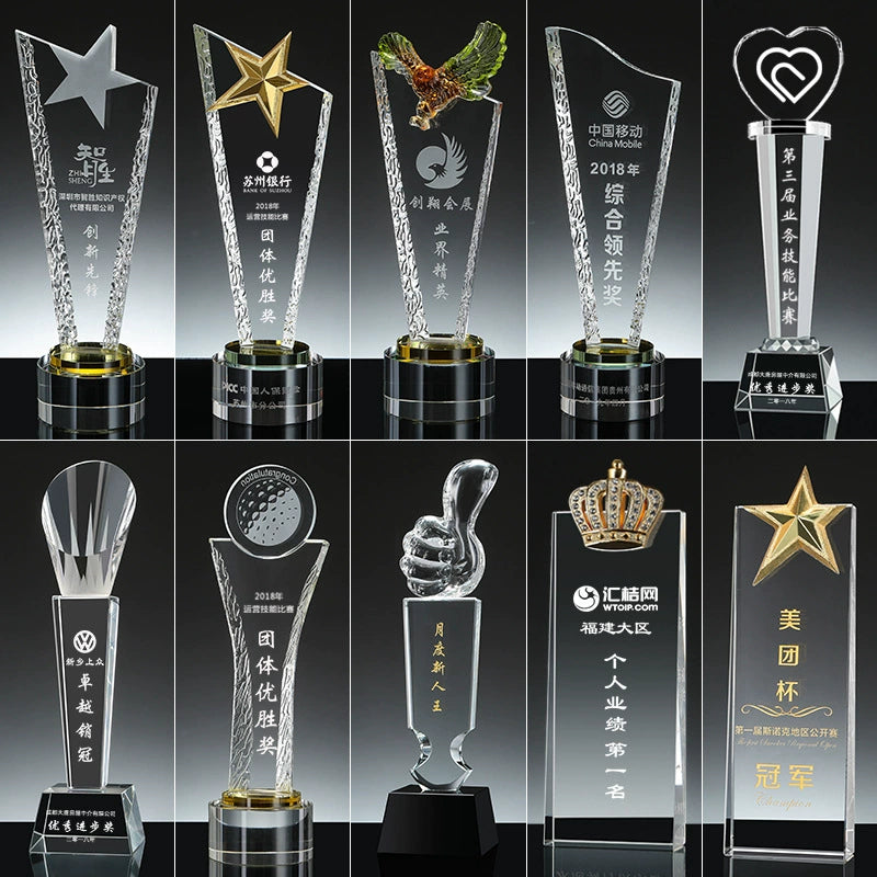 Customized Crystal Glass Trophy Laser Engraved Blank Crystal Award Trophy-62款水晶奖杯