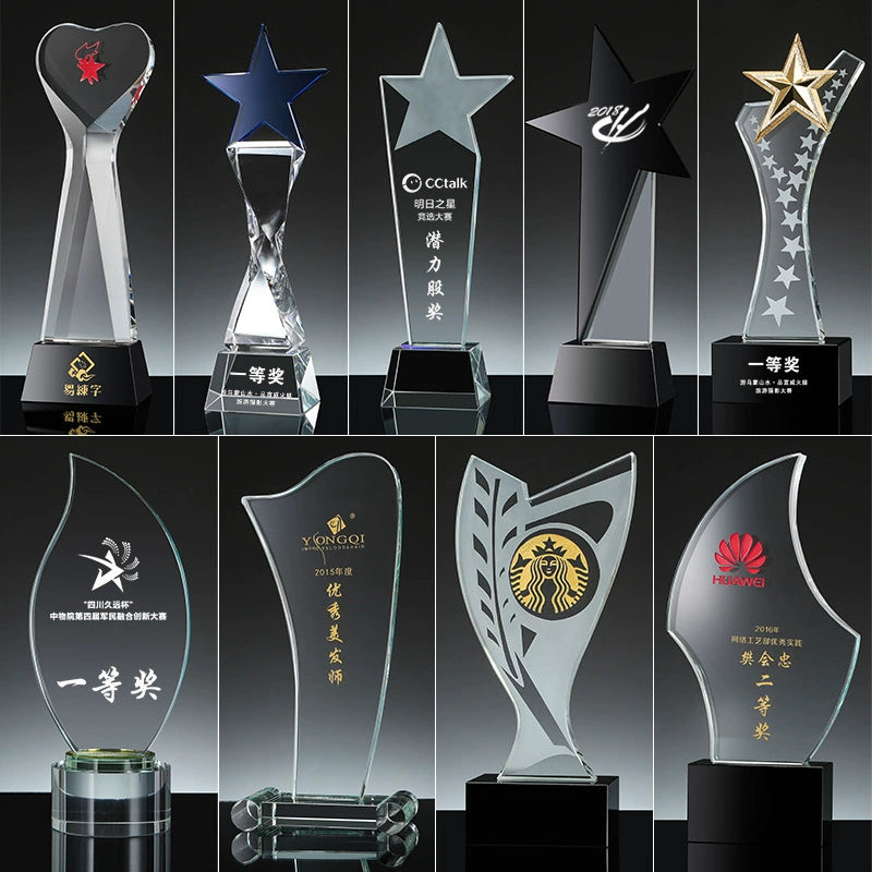 Customized Crystal Glass Trophy Laser Engraved Blank Crystal Award Trophy-62款水晶奖杯