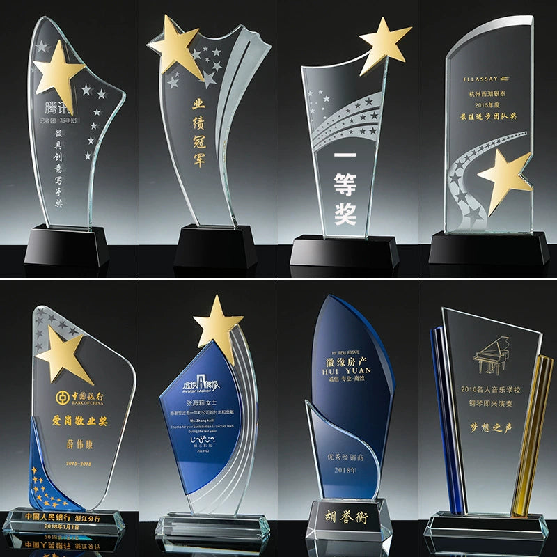 Customized Crystal Glass Trophy Laser Engraved Blank Crystal Award Trophy-62款水晶奖杯
