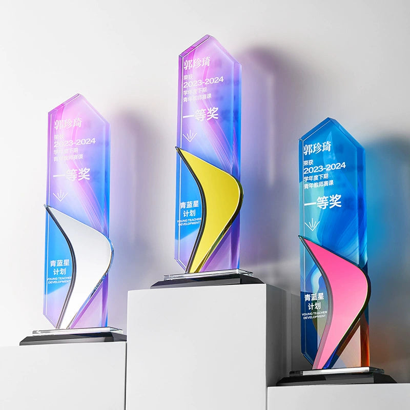 Custom Creative Annual Meeting Staff Award Trophy Employee Business Craft Trophy-14-14款镜面水晶奖杯