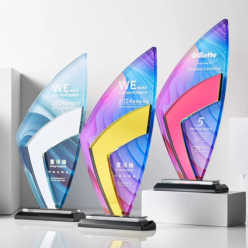 Custom Creative Annual Meeting Staff Award Trophy Employee Business Craft Trophy-14-14款镜面水晶奖杯