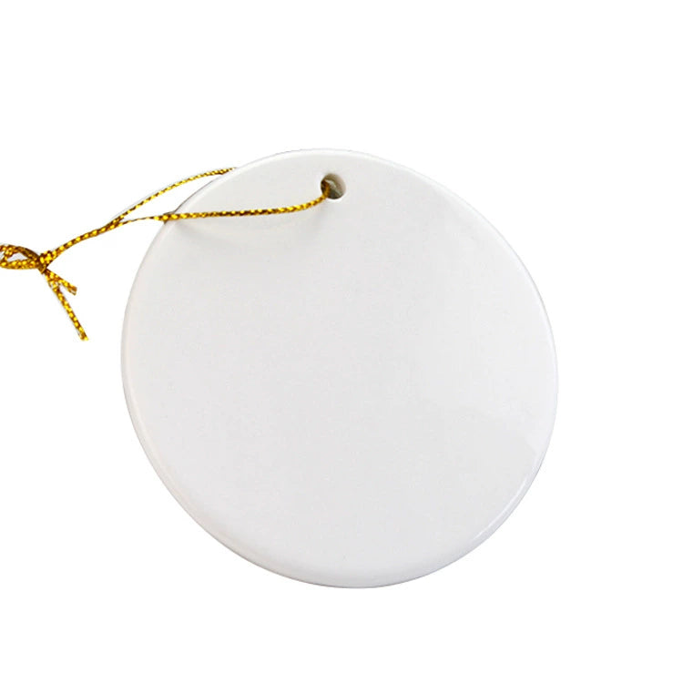 3 Inch Round Ceramic Ornament Blank Sublimation Hanging Decor for Christmas-3寸圆形陶瓷挂件