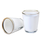 1.5oz Glass cup White Patch Gold Rim Sublimation Glasses Mug Customized Printing