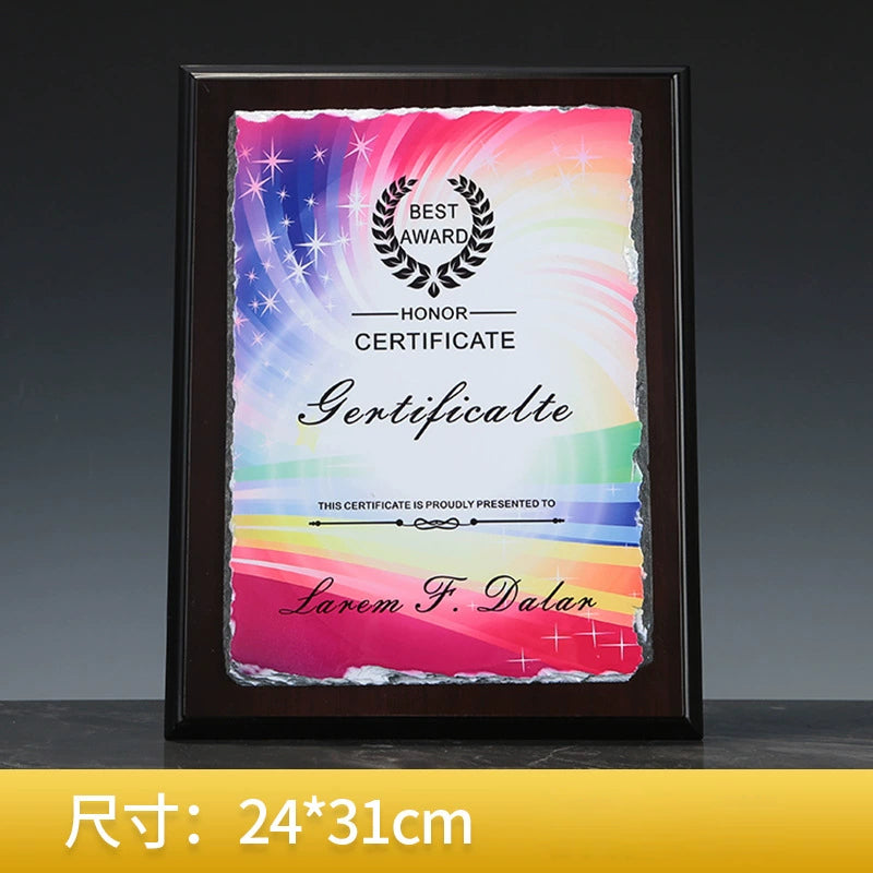 Corporate Wood Trophy Custom logo Engrave Wooden Plaque Award-10-10款授权牌