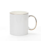 11oz Gold Rim Sublimation Blank Ceramic Mug-11oZ口把描金骨瓷白杯