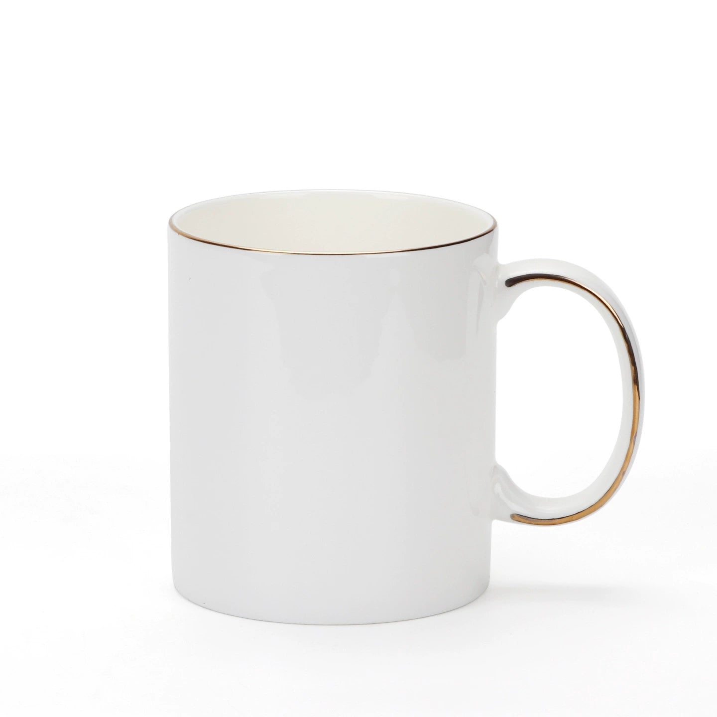 11oz Gold Rim Sublimation Blank Ceramic Mug-11oZ口把描金骨瓷白杯