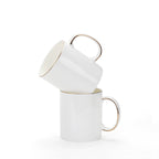 11oz Gold Rim Sublimation Blank Ceramic Mug-11oZ口把描金骨瓷白杯