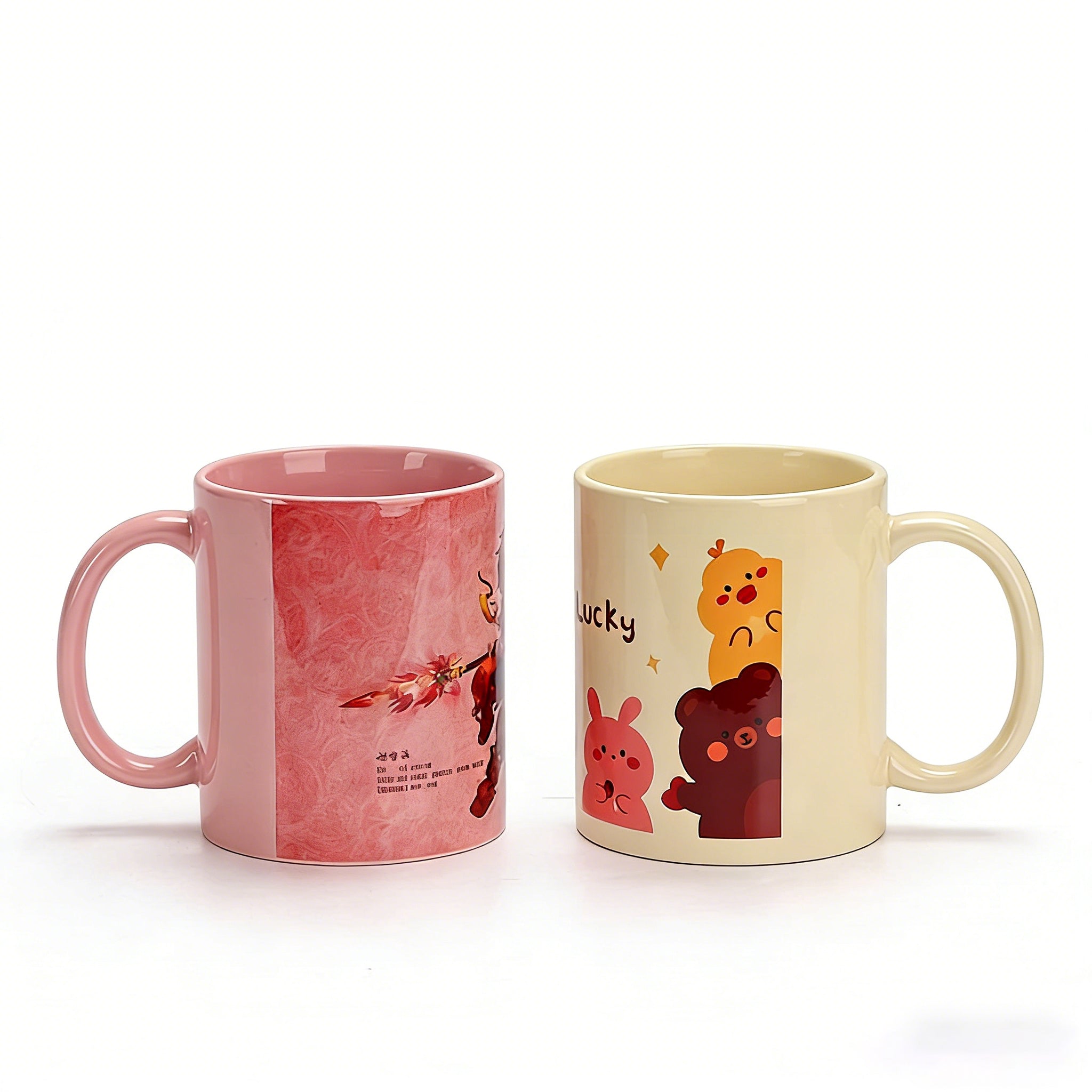 Heat transfer beige-coated ceramic cup, heat-transfer printed cup