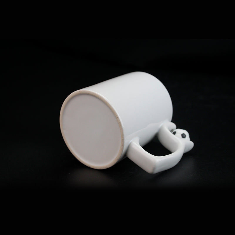 11oz Plain White Promotional Ceramic Mug Custom Design Football Handle Ceramic Coffee Mugs Cups