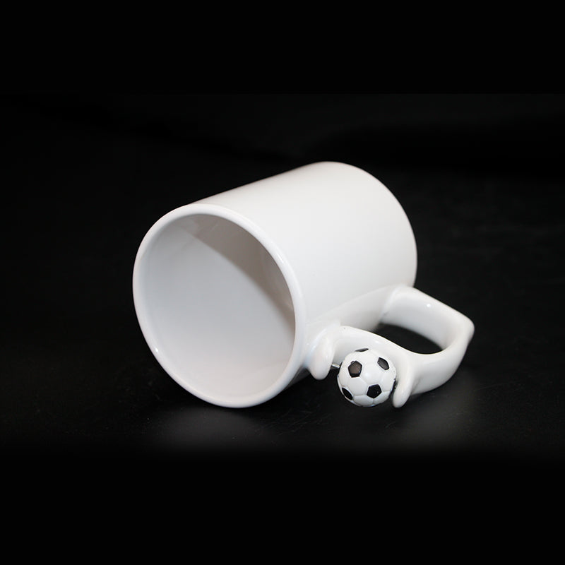 11oz Plain White Promotional Ceramic Mug Custom Design Football Handle Ceramic Coffee Mugs Cups