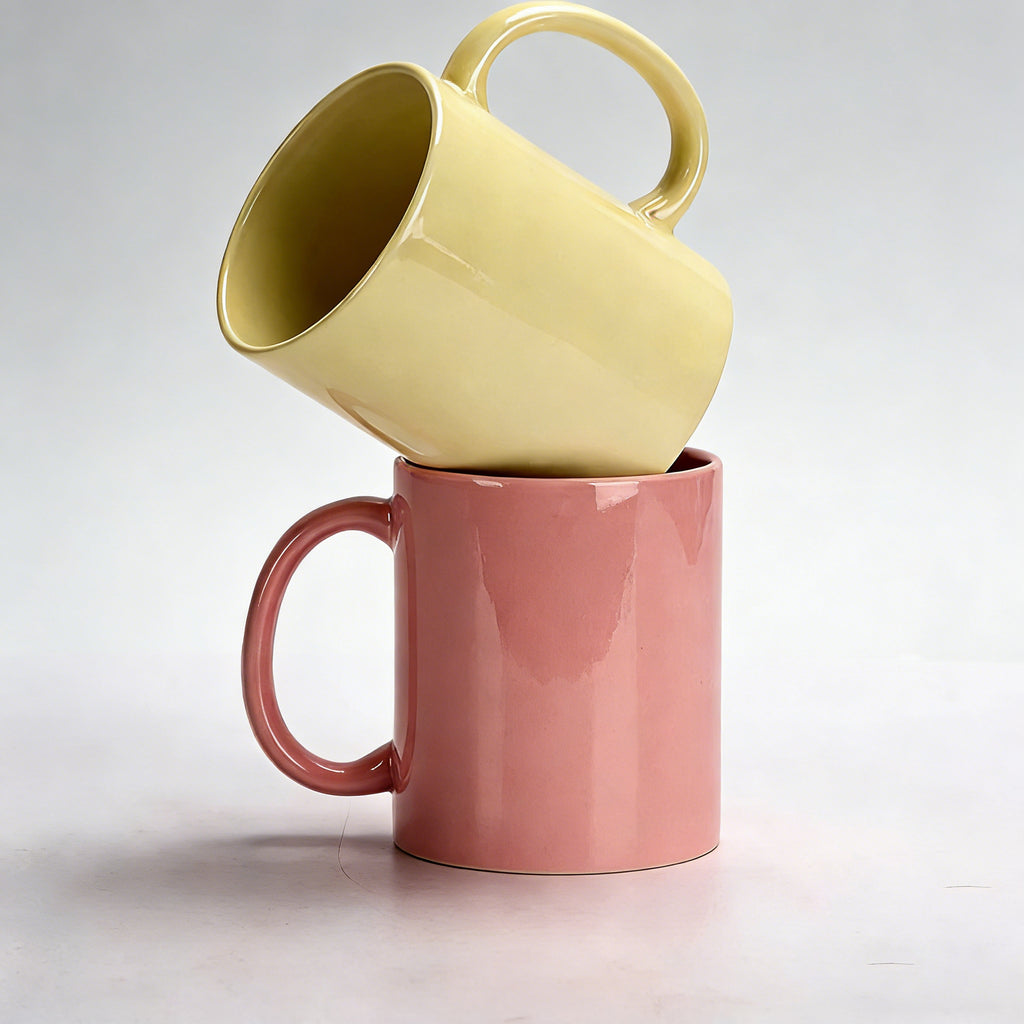 Heat transfer beige-coated ceramic cup, heat-transfer printed cup