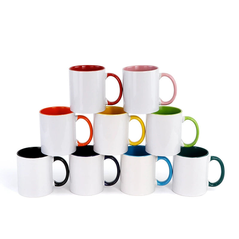 11oz Porcelain Modern Double Colorful Sublimated Custom Pattern Mug-11oz内彩彩把杯