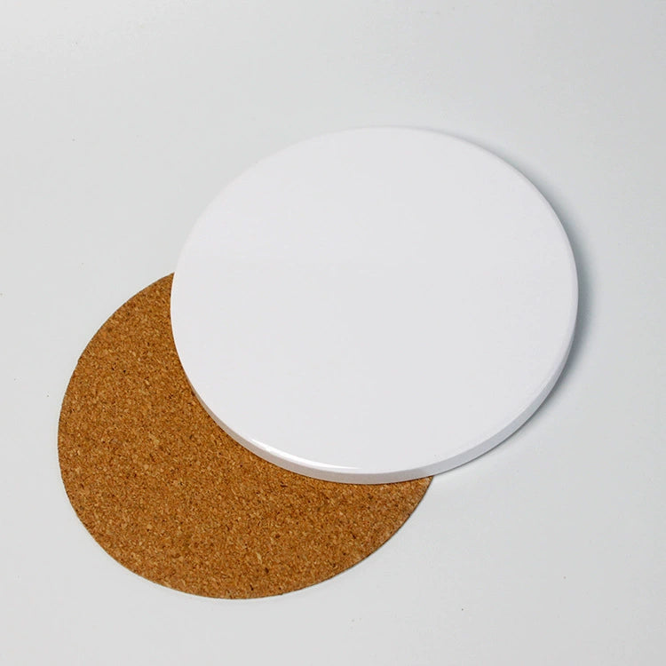 Round Ceramic Coasters with Cork Base-9cm圆形陶瓷杯垫配软木