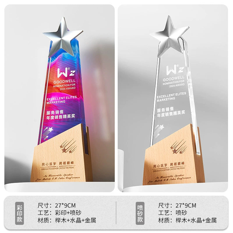 Laser Engraved Custom Crystal Resin Soccer Competition Souvenir Trophy-Durable Polished Award-14-14款金属实木奖杯