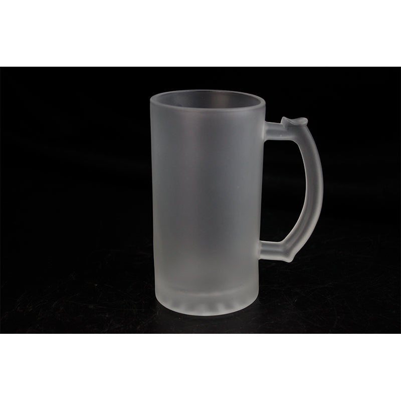 High Quality Customized Clear Color 16 Oz Sublimation Frosted Glass Beer Mug-16oz磨砂玻璃啤酒杯
