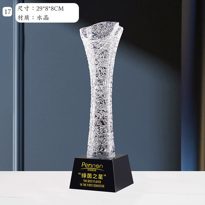 New Glass Trophy Colorful Crystal Twisted Pillar Awards Cup-17-17款水晶烤色奖杯