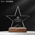 Blank Glass Trophy Customized Laser Engraving logo Crystal Trophy Award with Wood Base-18-18款木质水晶奖杯