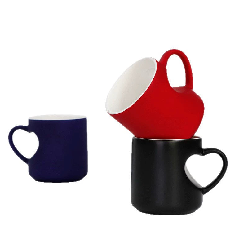 11oz Ceramic Color-Changing Heart Shape Mug-11oz桃心手把变色杯