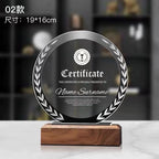 Blank Crystal Glass Wooden Shield Award Plaque Laser Engraved LOGO Crystal Wooden Awards Trophy-2-02款木质水晶奖杯