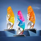 Colorful Customized Gift Aluminum-Embedded Metal Crystal Souvenir Crafts Trophy-4-04款铝片水晶奖杯