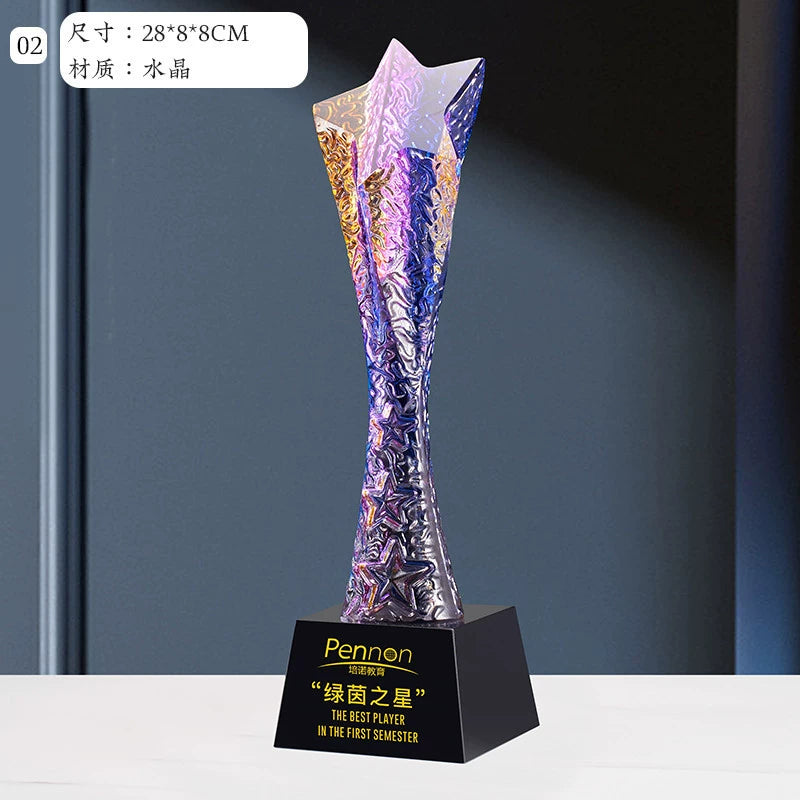 Star Shaped Crystal Medals and Trophies-2-02款水晶烤色奖杯