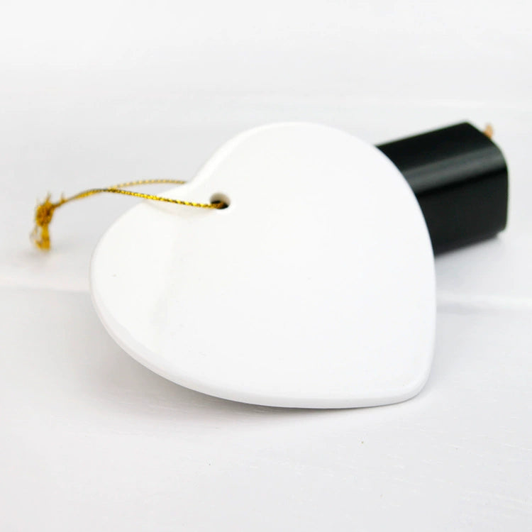 3 Inch Heart Shaped Ceramic Ornament Blank DIY Hanging Holiday Decoration-3寸心形陶瓷挂件