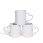 Sublimation Blank 11oz White Ceramic Coffee Mug with Heart Handle-11oz心柄白杯