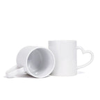 Sublimation Blank 11oz White Ceramic Coffee Mug with Heart Handle-11oz心柄白杯