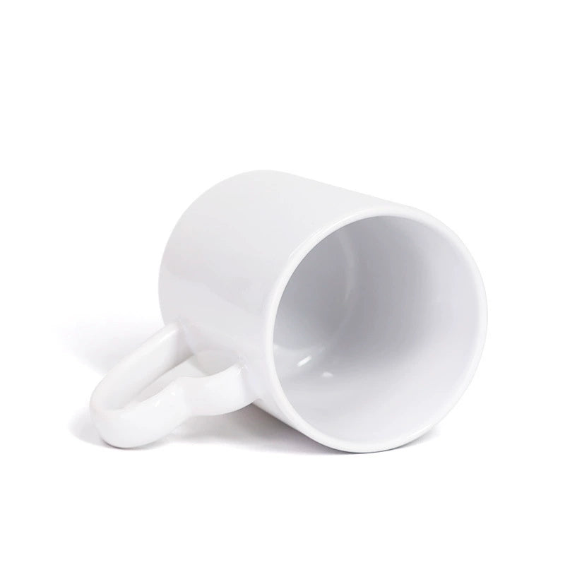 Sublimation Blank 11oz White Ceramic Coffee Mug with Heart Handle-11oz心柄白杯