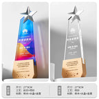 Crystal Crafts Customized Glass Wooden Trophy Sports Award Trophy With Gift Box-20-20款金属实木奖杯