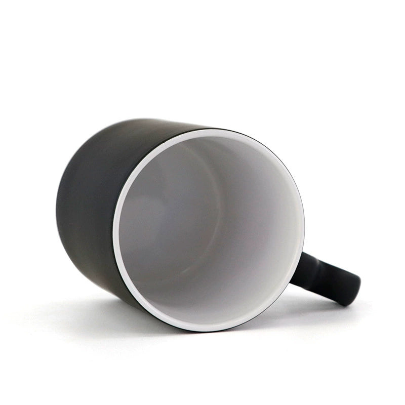 11oz Sublimation Magic Color Changing Ceramic Coffee Mug with Heart-shape Handle-11oz心把磨砂变色杯