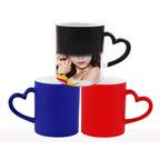 11oz Sublimation Magic Color Changing Ceramic Coffee Mug with Heart-shape Handle-11oz心把磨砂变色杯
