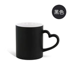 11oz Sublimation Magic Color Changing Ceramic Coffee Mug with Heart-shape Handle-11oz心把磨砂变色杯
