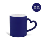 11oz Sublimation Magic Color Changing Ceramic Coffee Mug with Heart-shape Handle-11oz心把磨砂变色杯
