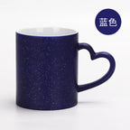11oz Sublimation Magic Color Changing Ceramic Coffee Mug with Heart-shape Handle-11oz心把磨砂变色杯
