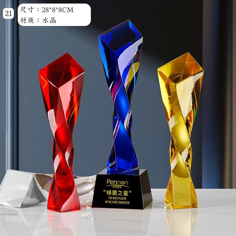 Customized Various Color Glass Crystal Awards Color Printed Crystal Trophy-21-21款水晶烤色奖杯