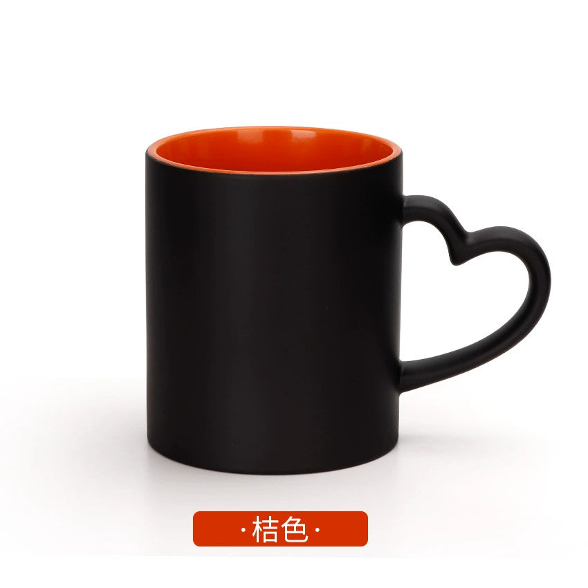 11oz Eco-Friendly Glossy Sublimation Magic Mug with Heart Handle-11oz心柄内彩变色杯