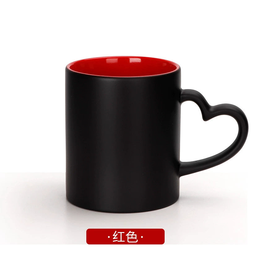 11oz Eco-Friendly Glossy Sublimation Magic Mug with Heart Handle-11oz心柄内彩变色杯
