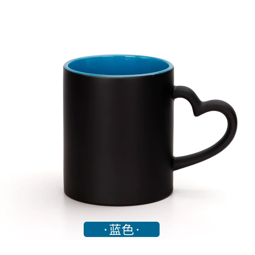11oz Eco-Friendly Glossy Sublimation Magic Mug with Heart Handle-11oz心柄内彩变色杯