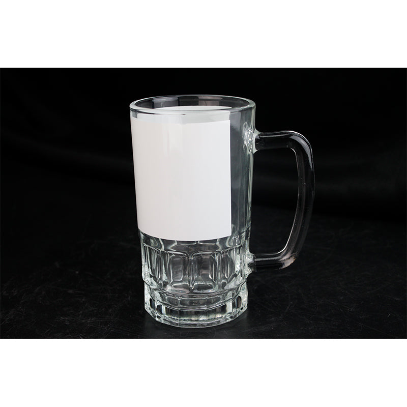 High Quality Customized 22oz Sublimation Glass Beer Mug White Patch-22o刮白啤酒杯