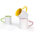 11oz Sublimation Ceramic Coated Double Color Cup with Heart Handle-11oz心柄内彩彩把杯