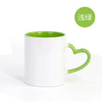 11oz Sublimation Ceramic Coated Double Color Cup with Heart Handle-11oz心柄内彩彩把杯
