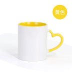 11oz Sublimation Ceramic Coated Double Color Cup with Heart Handle-11oz心柄内彩彩把杯