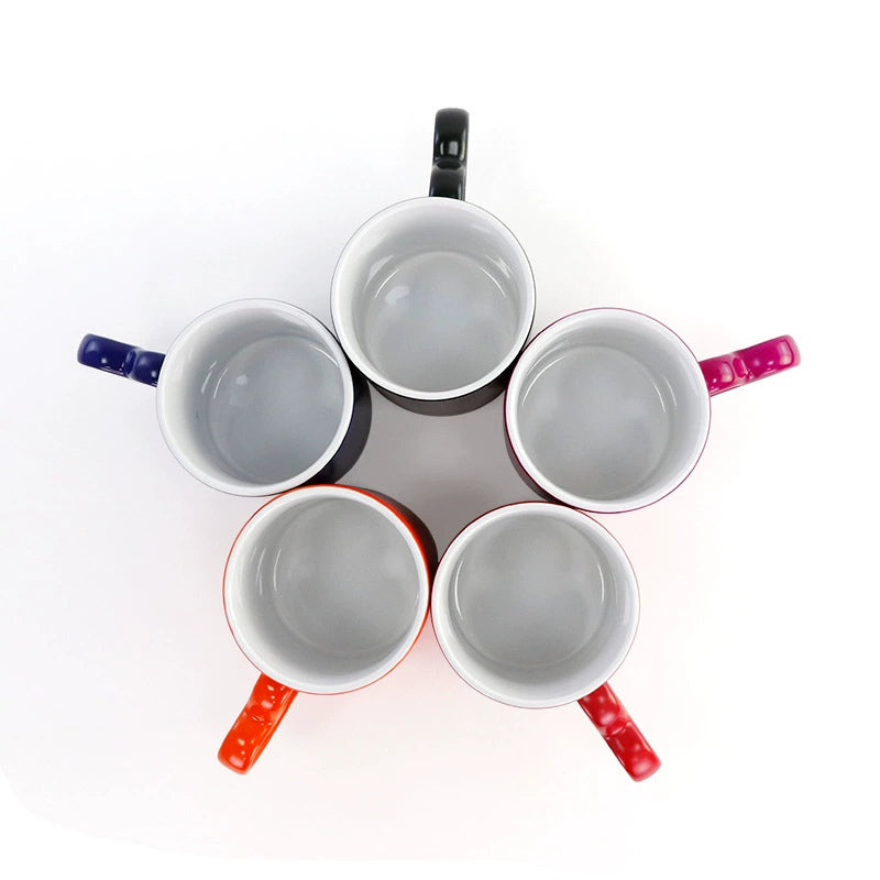 11oz Sublimation Magic Mug Sublimation Blank Color Changing Mug With Heart Handle-11oz心柄亮光变色杯