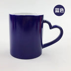 11oz Sublimation Magic Mug Sublimation Blank Color Changing Mug With Heart Handle-11oz心柄亮光变色杯