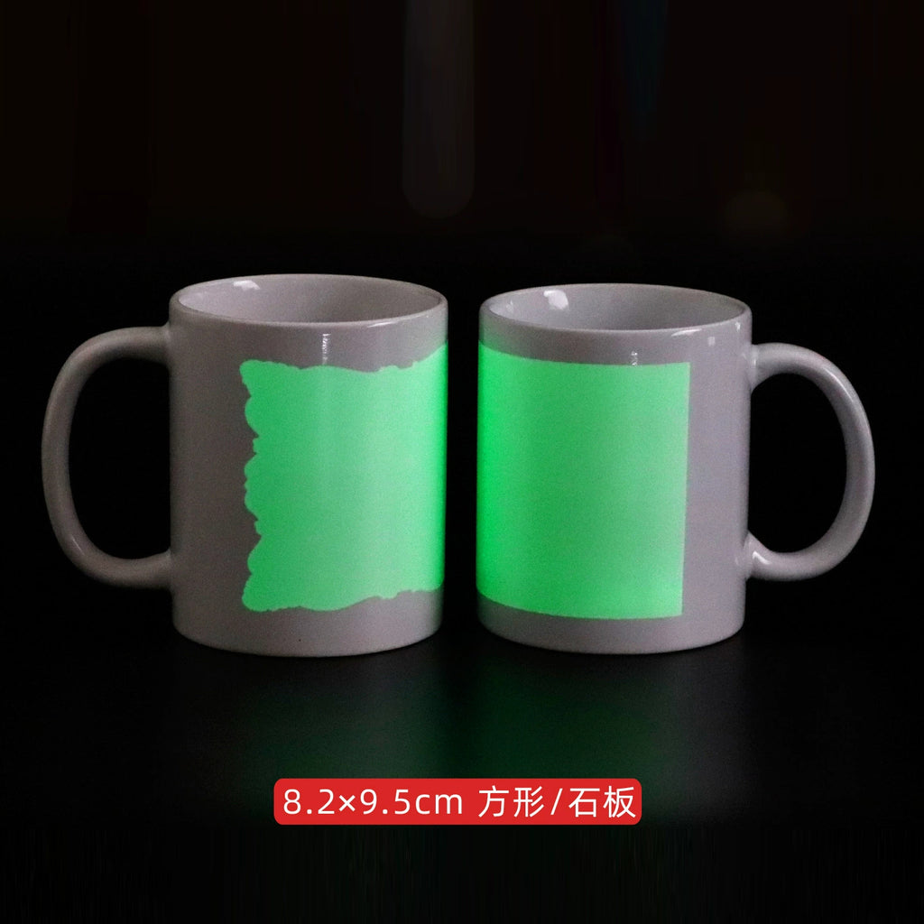 Customized Luminous 11oz Porcelain White Sublimation Mug with Hand Grip That Glows at Night-11oz夜光白杯