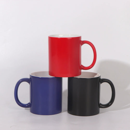11oz Magic Ceramic Mug Color Changing with Glossy Matte Coating-11oz圆把亮光变色杯